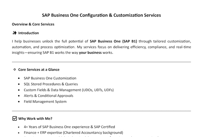 tailor sap business one workflows, configurations, and customizations